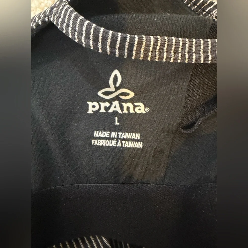 Prana Black and White Striped Dress with Criss Cross Back Size Large